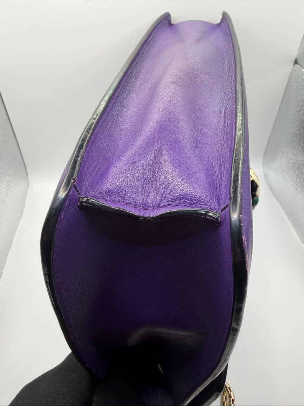 Bvlgari Purple Calfskin Serpenti Forever Crossbody Bag with Gold Chain & Mirror - Picture 13 of 16